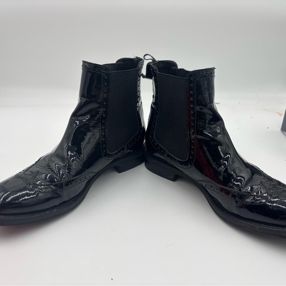 🇮🇹 AQUATALIA Italy Black Patent Leather Chelsea Ankle Boots - Picture 3 of 10